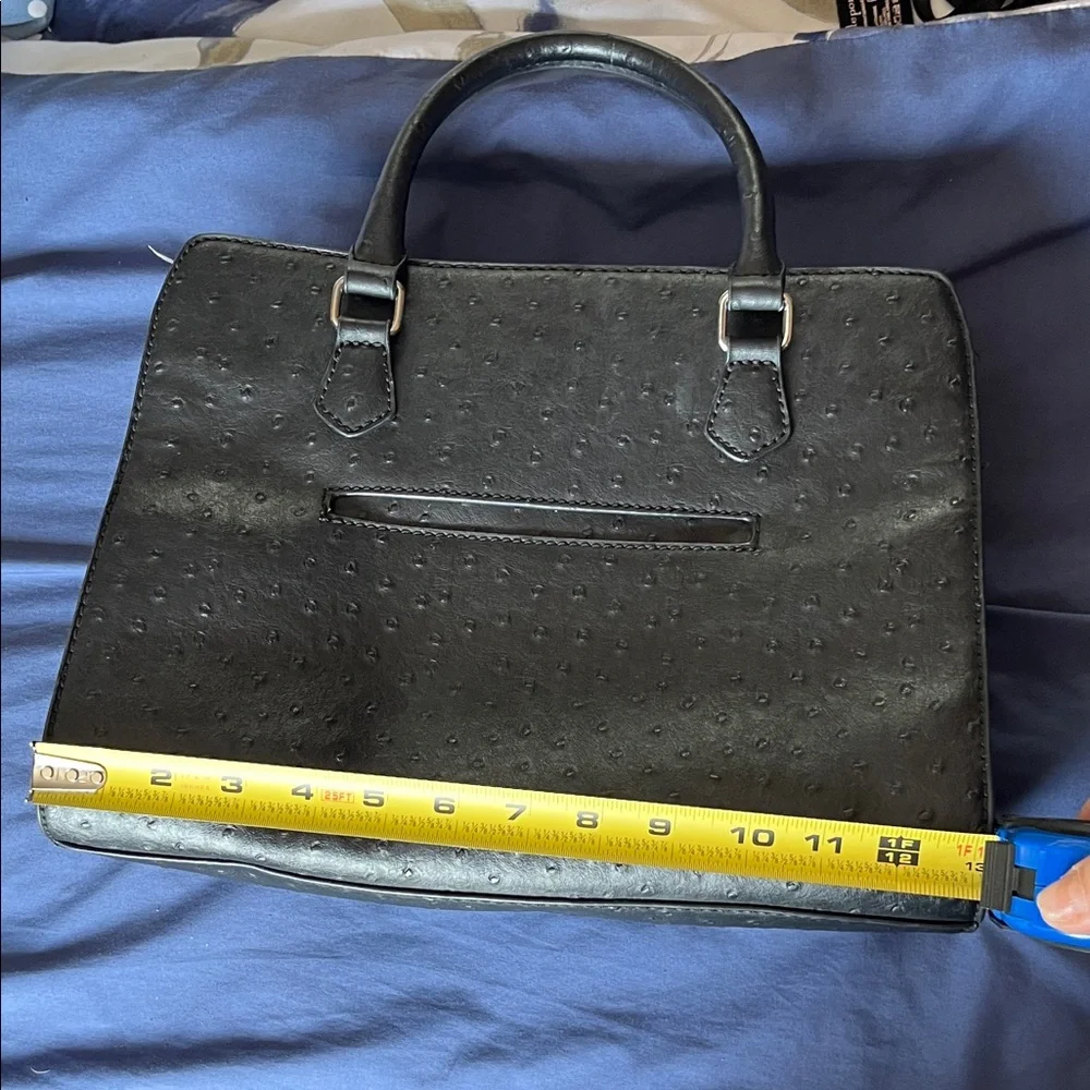 GUESS Black Textured Satchel with Front Zip Pocket - Picture 11 of 14